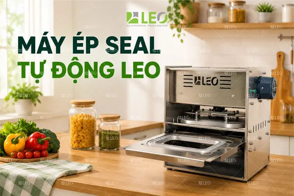 Mẫu máy ép seal khay nhôm tự động của LEO